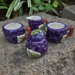 🍇 Darling miniature grapes with leaves partial tea set