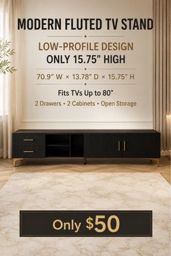 Modern Fluted Low-Profile TV Stand