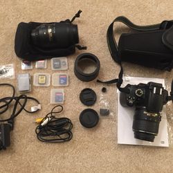 Nikon D5000 DSLR 12.3MP 18-55mm + Telephoto Lens Complete Kit!