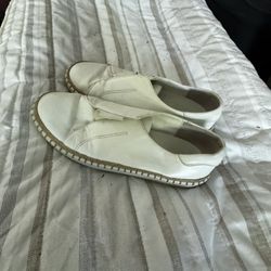 J Slides Sz 7 White Leather Sneaker