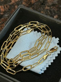 18K Gold Plated 22.5” inch Paperclip Necklace 8gs 4.0mm