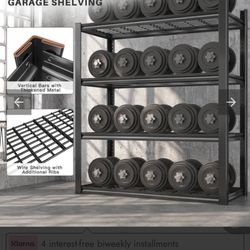 New in box REIBII 39.4"W Metal Wire Shelving, 2200 Lbs Industrial Steel Shelves Utility Rack, For Warehouse Basement - Black CD-MS-4L-152B