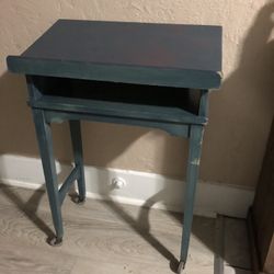 Vintage Blue Rolling Table/ podium
