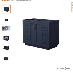 Miranda 41.25 in. W x 21.75 in. D Single Bath Vanity Cabinet Only in Dark Blue

