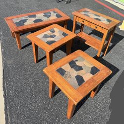 Wood And Slate Living Room Set