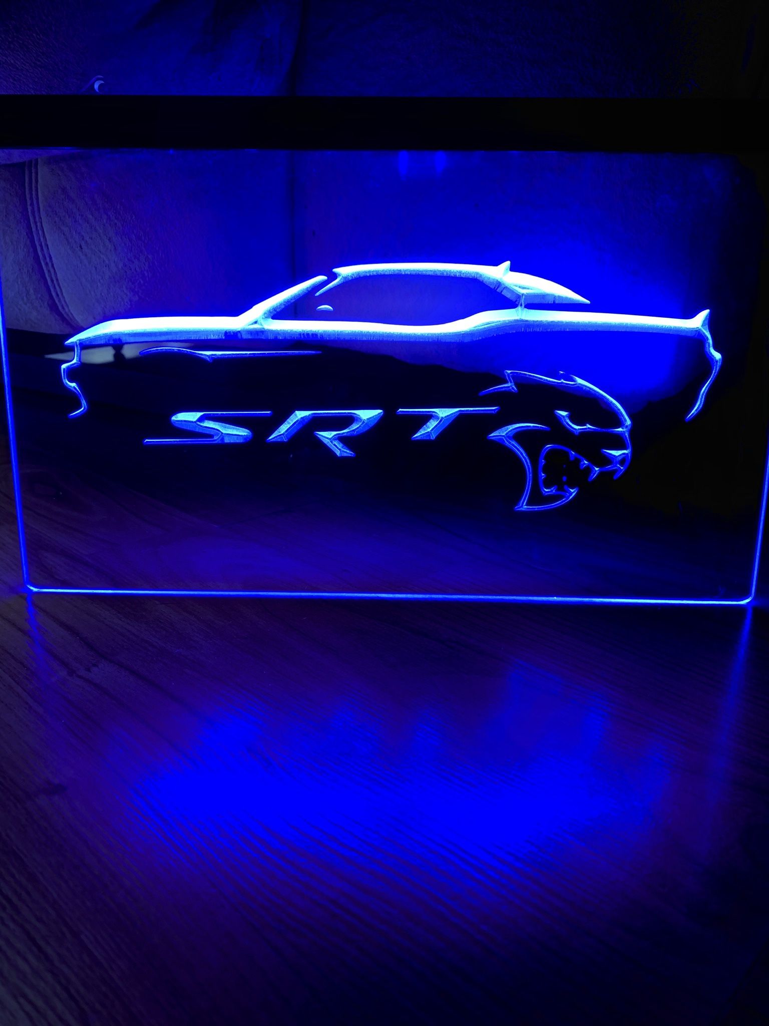 DODGE CHALLENGER SRT LED NEON BLUE LIGHT SIGN 8x12 for Sale
