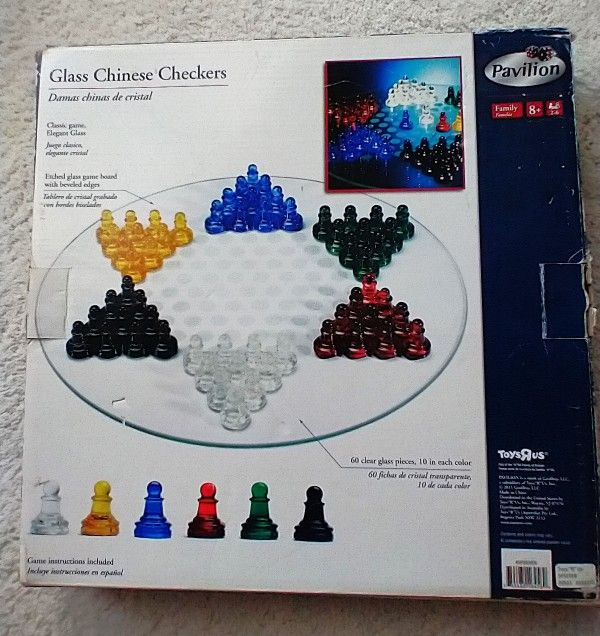 Glass Chinese Checkers by Pavilion, one green glass missing-