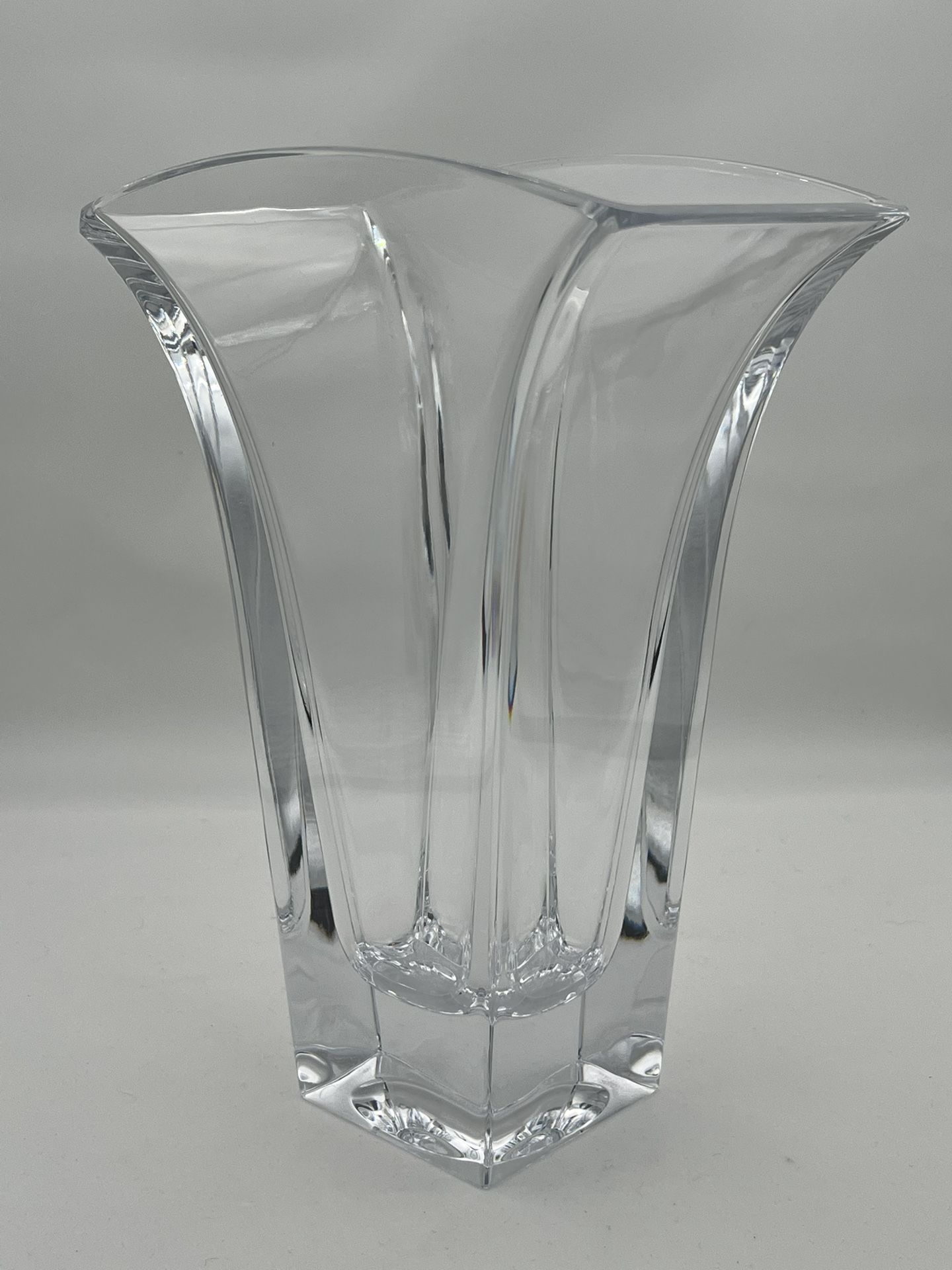 Nambé Full Lead Crystal Glass "Planar" Vase Clear 9"Tall Heavy By Karim Rashid