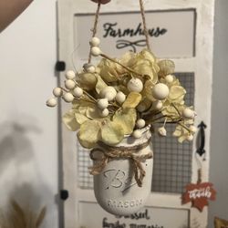 Hanging Mason Jar Decorative Handmade Painted 