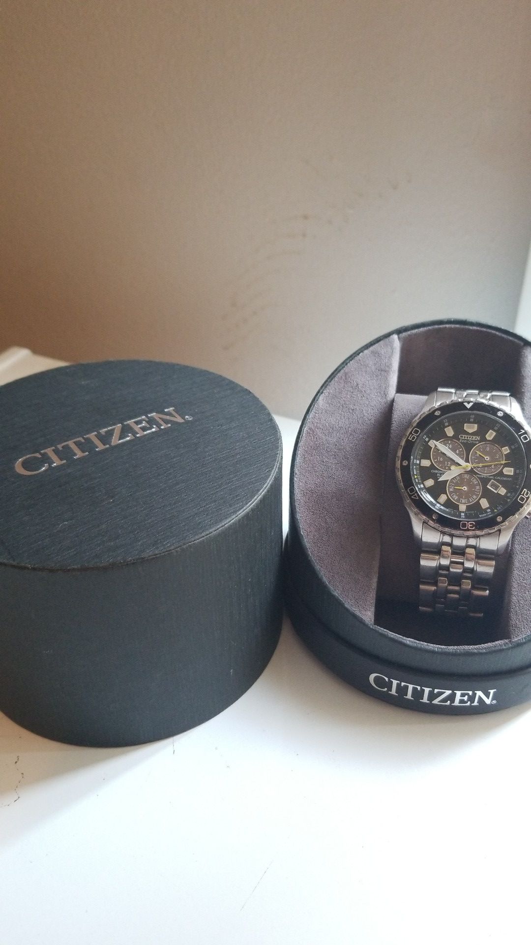Citizen E812S070703 EcoDrive Black Stainless Steel Chronograph Watch
