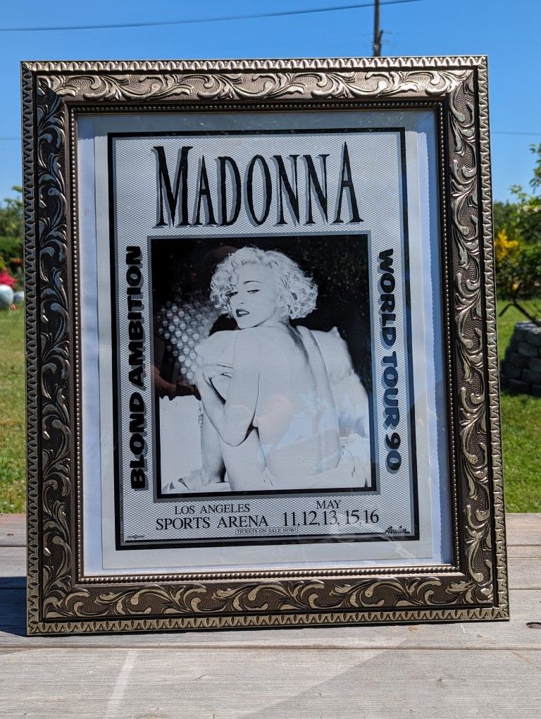 Vintage Madonna Blond Ambition Tour Framed Poster - 1990 Los Angeles Concert Memorabilia