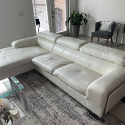 White Couch with Reclining Headrests