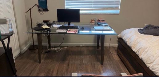 Glass Table With Wooden Frame