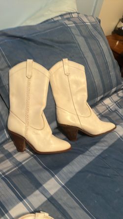 White Leather Western Cowboy Boots size 8