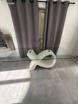 Modern Sculptural Glass Dining Table with Blindex Top