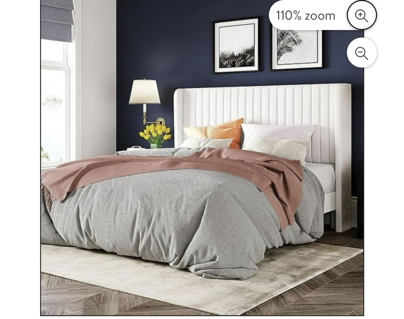 Queen Size Velvet Bed Frame/Vertical Channel Tufted Wingback Headboard/Upholstered Platform Bed/Strong Wooden Slats/No Box Spring Needed/Eas,New Products : American Fashion Style Bags On Sale