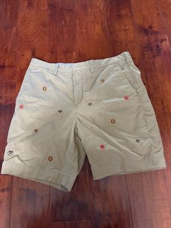Polo Ralph Lauren Men’s 36 Khaki Chino Shorts Multi Crest Embroidery