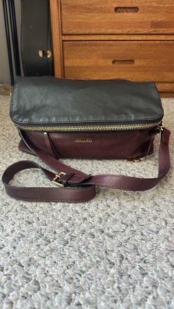 Black & Burgundy Crossbody Leather Bag