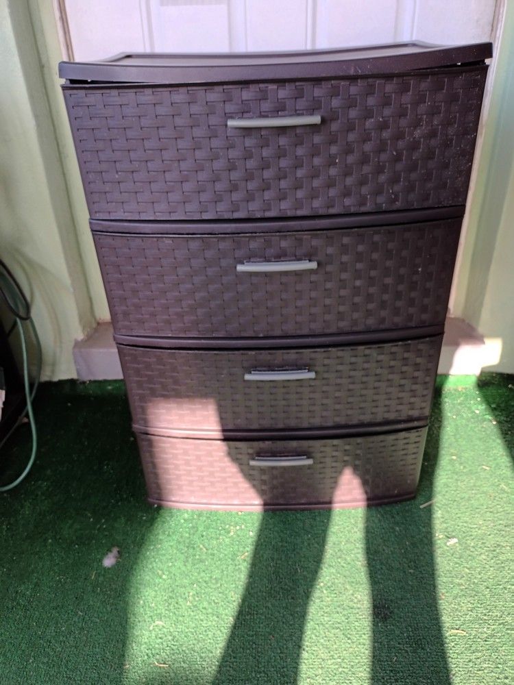 4 Drawer Storage Plastic, Brown