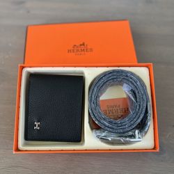 High-quality wallet and belt set Gucci, Hermes