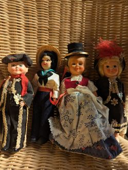 Vintage European Folk Costume Dolls - Set of 4