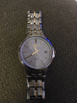 Seiko Essentials Solar Two-tone Stainless Steel Mens Watch Model SNE508