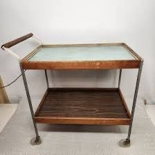 Mid-century Salton Food Warmer Rolling Bar Cart