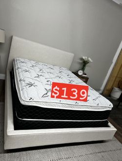  BRAND NEW PILLOW TOP MATTRESSES ✅ COLCHONES NUEVOS PILLOW TOP 💯‼️   QUEEN SIZE $140 ❌ $200 With Box Spring   FULL SIZE $120 ❌ $180 With Box Spring💥