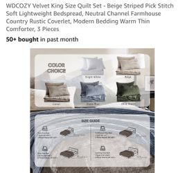 New in box WDCOZY white velvet pick stitch quilt set size king PUO near Cedar and Shepherd