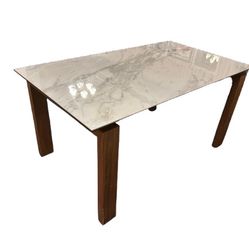 Kasala - Sorrento Extension Dining Table (Walnut & Ceramic "Marble")