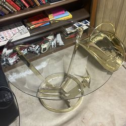 Brass and glass end table