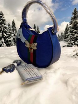 Ladies Gorgeous Designer Indigo Blue Handbag Set