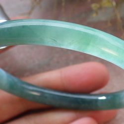 Certificate Jadeite Jade Green Circle Bangle Bracelet 56mm 