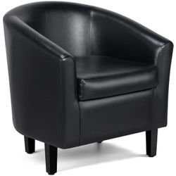 Faux Leather Barrel Armchairs Black