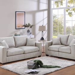 2 Pc Corduroy Sofa And Loveseat