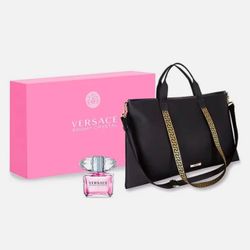 Versace Bright Crystal Full Size 3 oz Women Perfume & Tote Bag Gift Set 2PC