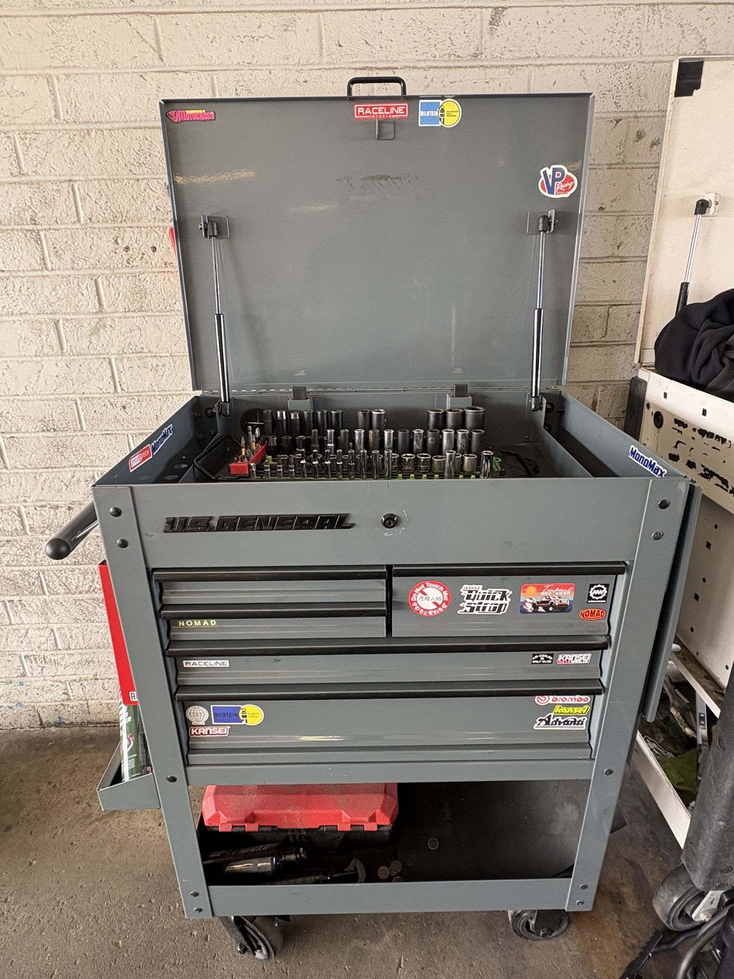 U.S. GENERAL 30 in., 5-Drawer Mechanics Cart, Slate Gray