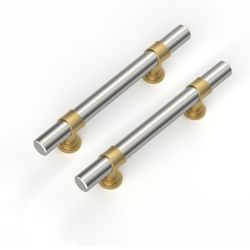 10 Pack Cabinet Pulls Brushed Nickel Drawer Pulls 3-3/4 inch Cabinet Handles for Bathroom Dresser Gold Cabinet Hardware Modern Kitchen Cabinet Door Kn