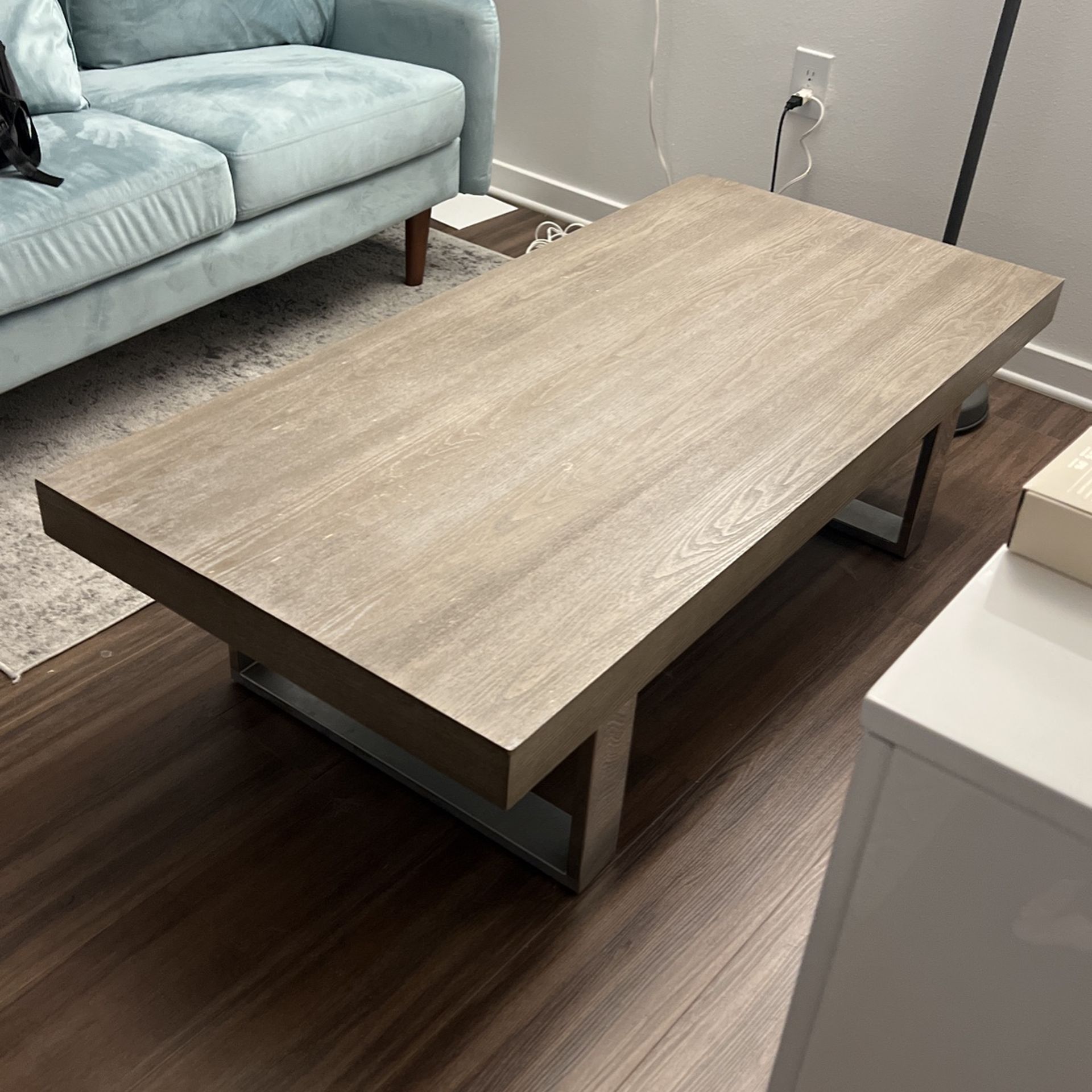 Hardwood And Chrome Leg Coffee Table