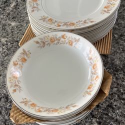 Carlton Japan Roselyn dishes. 8 - 10 1/2” dinner plates & 8 - 7 1/2” salad-soup-cereal type bowls