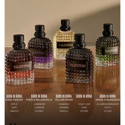Valentino cologne born in Rome $80$ each obo men coral fantasy purple melancholy yellow dream green
