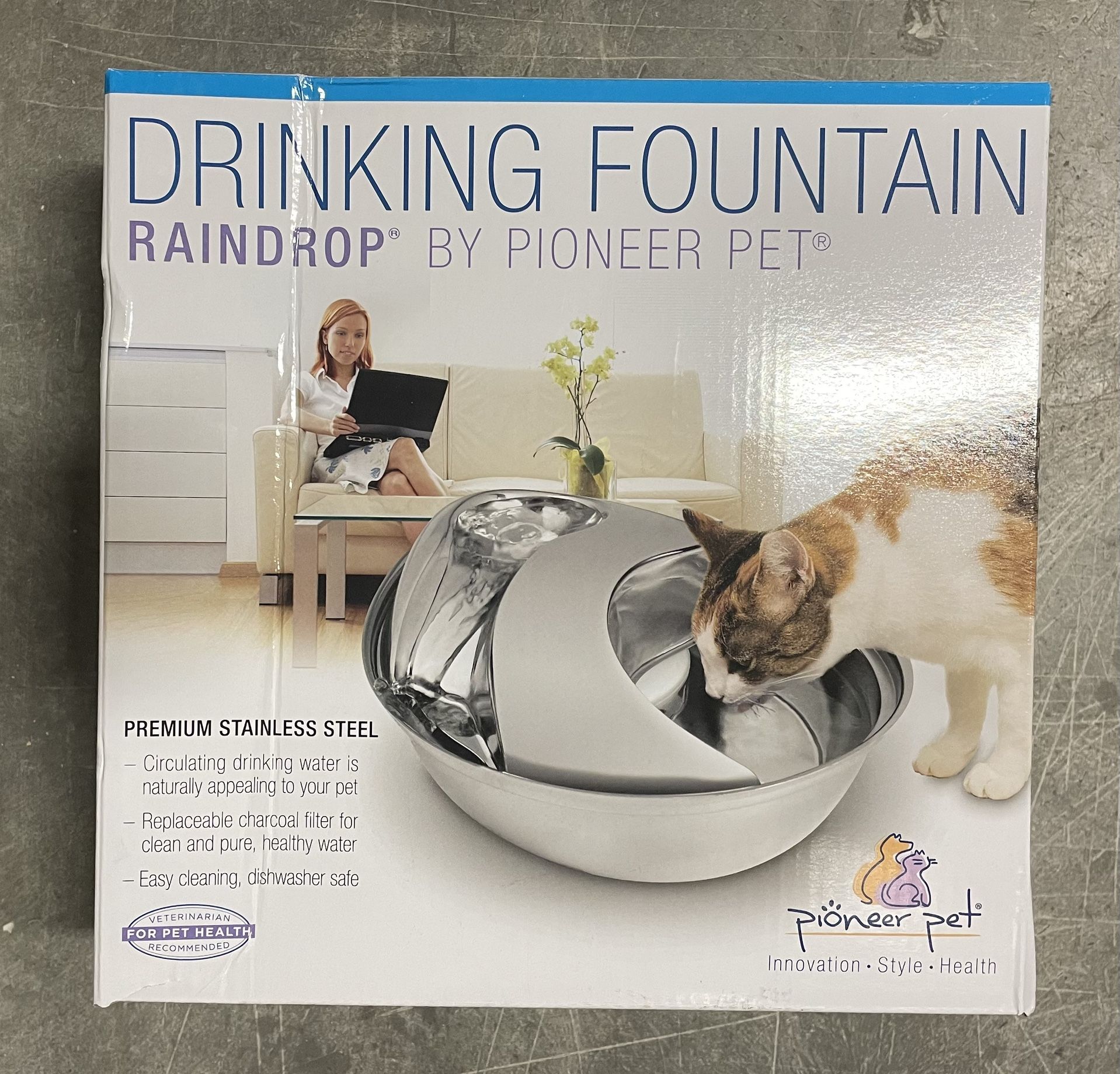 Pioneer Pet Raindrop Stainless Steel Drinking Fountain NEW