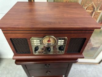 Vintage-Style Wooden Turntable Stereo Console
