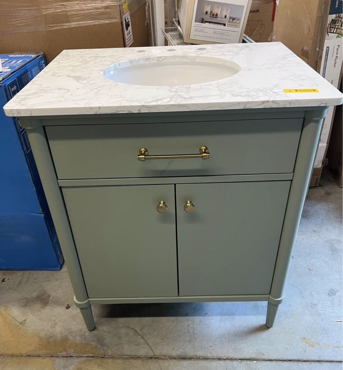 allen + roth Rian 30-in Sea green Undermount Single Sink Bathroom Vanity with White Engineered Stone