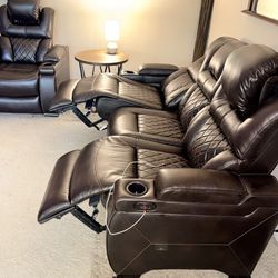Luxury Brown Leather living room set