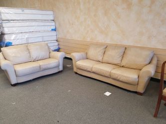 REAL LEATHER COUCH AND LOVESEAT SET! Delivery available!