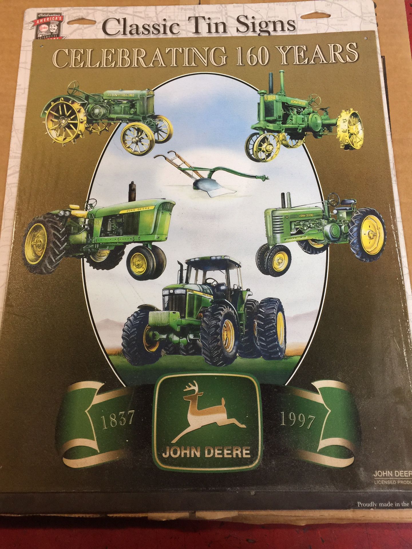 John Deere tin sign