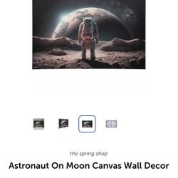 Astronaut On Moon Canvas