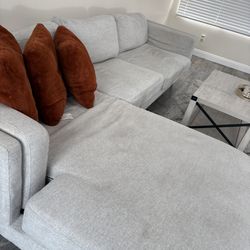 PRICE NEGOTIABLE – Modern Light Gray Sectional – 117” – $800 OBO – Pickup Today – First Come, First Served