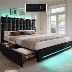 Queen Bed Frame with Drawers brand new in box